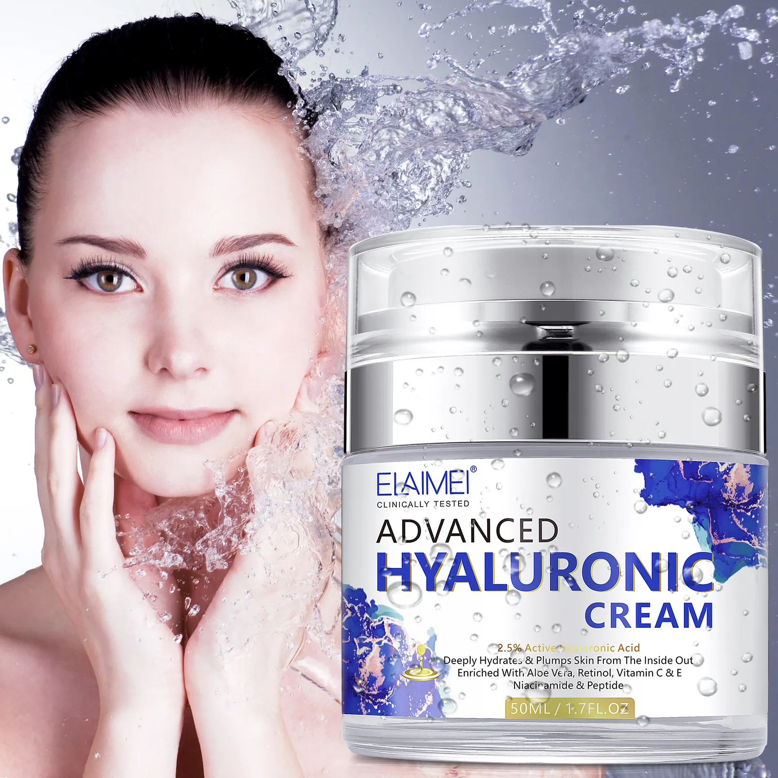 ELAIMEI – crème pour le visage anti-âge et anti-rides, crème hydratante de jour et de nuit à l'acide hyaluronique