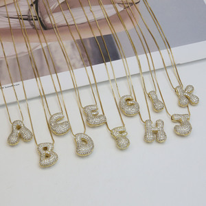 Punk hiphop <span class=keywords><strong>t</strong></span>ên bảng chữ cái Vòng cổ Ice out ban đầu A ~ Z Cubic Zirconia Brass Bong Bóng thư Charm Mặ<span class=keywords><strong>t</strong></span> dây chuyền vòng cổ - Product Image 4