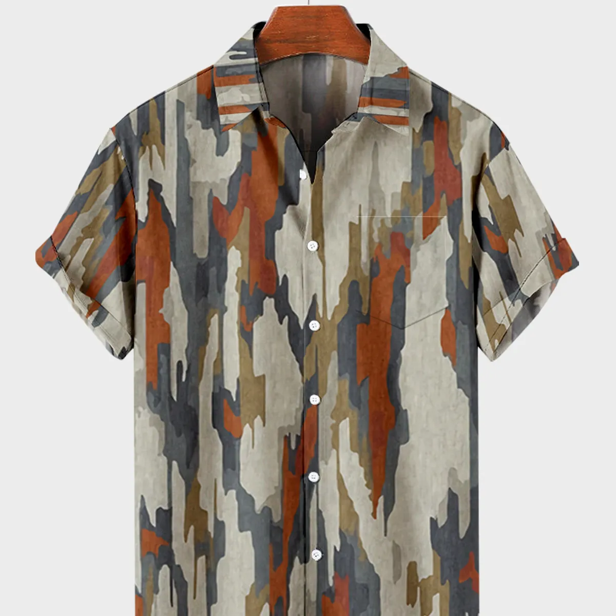 メトロカジュアルプリントシャツカスタムボタンアップ半袖ファッションメンズ卸売シルクデザイナーシャツ