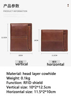 Dompet Kartu Pria Kulit Asli Anti-RFID, Model Pendek, Motif Benang, Lapisan PVC, Minimalis Tipis, Diskon Besar