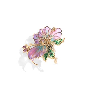 Spilla smaltata tradizionale cinese Bella Viva con peonia, in rame placcato oro con perla d'acqua dolce <span class=keywords><strong>nera</strong></span>, per regali e occasioni formali - Product Image 5