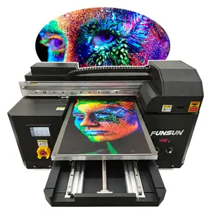 Funsun Multifunctionele A2 Led Uv Flatbed Printer Vernis Telefoon Case Glazen Cilinder Fles Uv Printer Voor Multi-layer Afdrukken