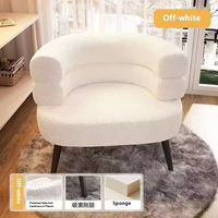Fauteuil d'appoint traditionnel en laine d'agneau rose avec pieds en acier carbone - Chaise de loisirs confortable pour chambre à coucher, appartement, salon