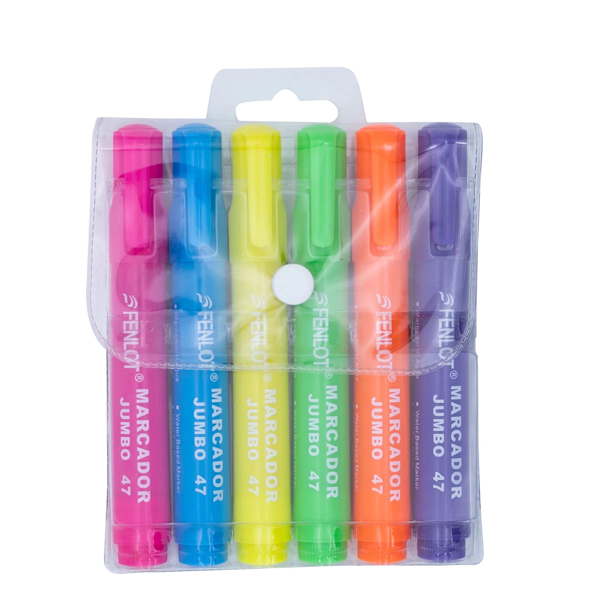 Best Selling 6 Colors water based ink Marker Pen Custom Logo PVC bag packing for School/Office 047