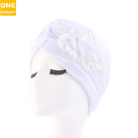 Pañuelo para la Cabeza de Invierno para Mujer, Transpirable, con Lentejuelas y Diseño Floral, Gorro Plegado Estilo Indio, Color Sólido, Étnico TJM-24X