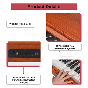 Piano numérique électronique à marteaux lourds 88 touches avec haut-parleur intégré 3,5 mm en plastique et bois pour débutants - Product Image 4