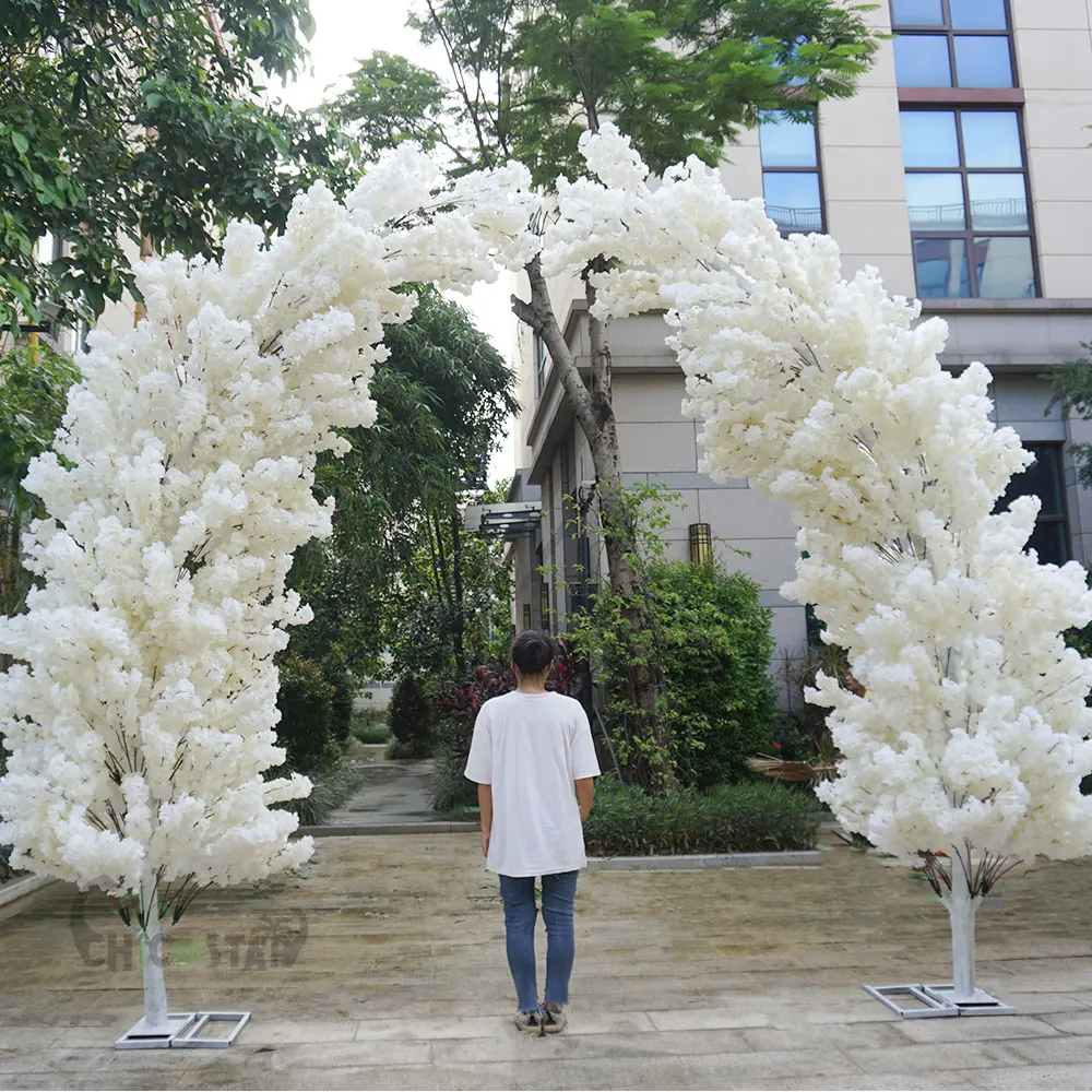 New White Pink Fake Japanese Cherry Trees Artificial Trees Wedding Decoration Arch Cherry Blossom Sakura Tree Arch For Outdoor