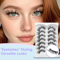 Faux cils en bande D Curl Volume Cross Strip, effet maquillage œil de renard/œil de démon, longueur 10-20mm, bande 35mm, spectaculaires, 7 paires