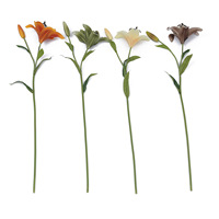 Bunga Lily Buatan 3D Real Touch, Bunga Lily Palsu dari PU Latex dengan Kuncup untuk Dekorasi Vas Meja Rumah Pesta Pernikahan