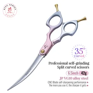 Fenice Imperatorial Series 35 Angles Self Grinding Scissor JP VG10 6.5 Inch Pet Curved Scissors Pet Grooming Scissors