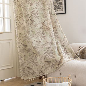 Rideaux transparents oiseau bohème 100% polyester-Moineaux et vignes peints à la main, glands fluides pour chambre/balcon/<span class=keywords><strong>caf</strong></span>é - Product Image 1