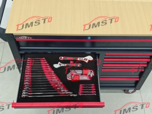Banc de travail classique en <span class=keywords><strong>bois</strong></span> avec dessus en acier SPCC rouge, 12 tiroirs, ensemble d'outils manuels professionnels de 471 pièces avec serrure à clé, OEM disponible - Product Image 2