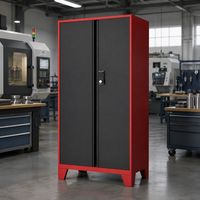 Armario para Herramientas de Acero Laminado en Frío con Doble Puerta, Cerradura Electrónica de Combinación, Estantes Ajustables, Patas de Base Cónicas, Opciones de Varios Colores