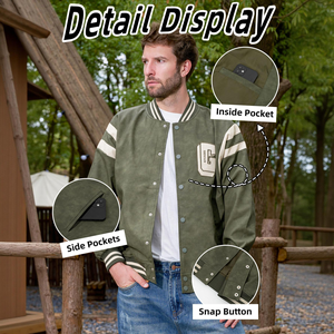 Blouson Bomber Varsity de Haute Qualité avec Logo Design, Broderie Chenille, Collection Respirante Style Urbain Col en V - Product Image 3