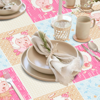 Nappe de table en PVC décorative pour la salle à manger, imperméable, nappe de Noël avec dos en flanelle, motif de dessin animé commun