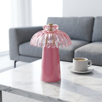 Lampu Meja Modern Elegan Tanpa Kabel Kelas Atas dengan Kap Lampu Kaca Bunga, Fungsi Pengatur Waktu LED, Kristal untuk Kamar Tidur Ruang Tamu