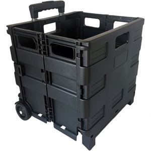 Portable Lightweight Durable <b>Foldable</b> Platform Shopping Trolley <b>Cart</b> with Wheels for Supermarket Use and Outdoor Convenience - Product Image 2