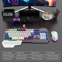 Nouveau design clavier de bureau rvb rétro-éclairé souris combiné ordinateur de jeu de bureau multilingue ensemble USB optique stock disponibilité