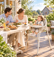 Chaise haute pour bébé certifiée CE, personnalisable, réglable en hauteur, avec cadre en plastique et acier, et support pour les pieds.