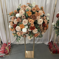 Décorations de table de mariage d'automne IFG, boule de fleurs artificielles élégante de 60 cm, couleur marron