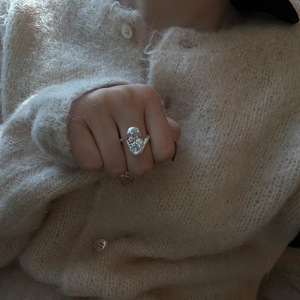 奢华美丽925纯银几何椭圆形圆形极光锆石结婚戒指女性礼品 - Product Image 2