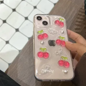 Glitter 3D Fruit Cherry EpoxyClear Cute SoftFor <span class=keywords><strong>iPhone</strong></span> 15 14 <span class=keywords><strong>11</strong></span> 12 13 Pro Max Mini 7 8 Plus X XR XS Max SE Clear Cute Soft Cover - Product Image 2