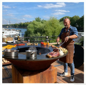 Barbecue extérieur en acier Corten, grand modèle, au bois et au charbon de bois - Product Image 1