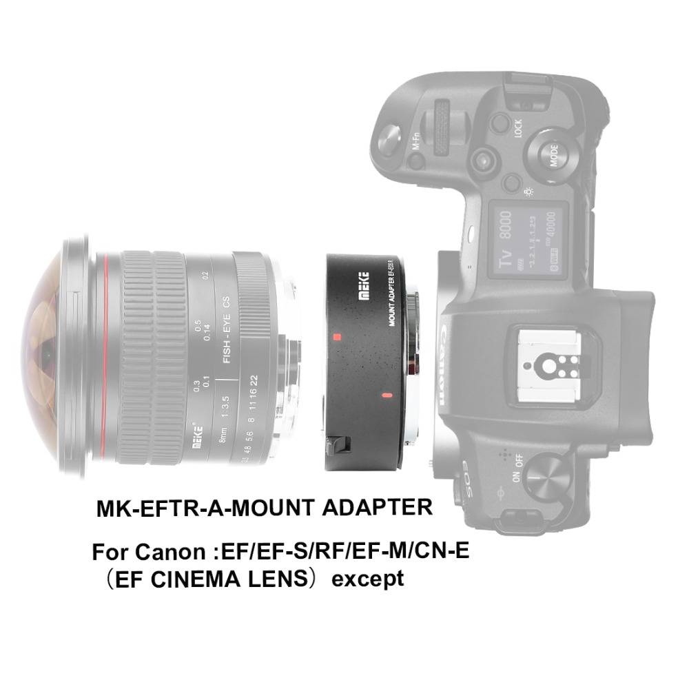 Meike MK-EFTR-A Lens Adapter AF autofocus adapter voor Canon EF/EF-S lenzen op Canon EOS R systeemcamera's
