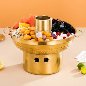 Casserole en acier inoxydable coréen compatible avec les plaques à induction, lavable au lave-vaisselle, design moderne et luxueux, pour restaurant, utilisable avec de la glace sèche - Product Image 2