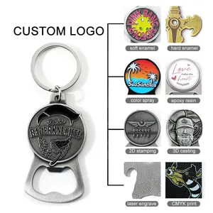 Metal Bottle Opener Factory Factory Zinc Alloy Key Rings Keyholder Custom Logo Metal Beer Bottle Opener Key Chain 3D Enamel Metal Bottle Opener Keychain