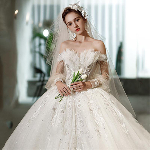 Vestido de boda de una línea de hombro, novedad de 2023, luz francesa, banquete de novia de lujo, Ethos, elegante, gran tren, vestido de boda - Product Image 2