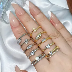 लोकप्रिय युगल निर्धारण तीन जीवन जिक्रोन उत्तम सोना मढ़वाया फैशन डिजाइन 925 स्टर्लिंग चांदी के गहने अंगूठी