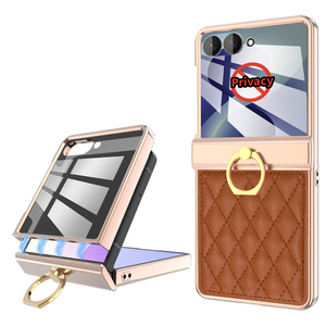 เคสหนังเทียมหรูหราพร้อมที่ยึดแม่เหล็กสำหรับ Galaxy Z Flip 6 7 8 ลายเพชร เคสโทรศัพท์แบบพับได้ - Product Image 4