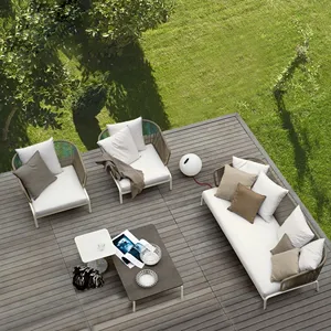 Al aire libre muebles hechos a mano-tiempo cuerda de teca de madera sofá-set-diseños