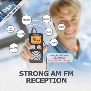 Radio AM <span class=keywords><strong>FM</strong></span> de Bolsillo PRUNUS con Pantalla LCD, Clip Trasero, Recargable, Reproductor de Tarjeta SD y Auriculares <span class=keywords><strong>para</strong></span> Caminar y Hacer Ejercicio - Product Image 3