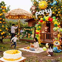 Kit de ballons pour fête d'anniversaire d'enfants sur le thème des animaux de la jungle, décoration murale, poster de fond, ballons en aluminium Tigre Singe