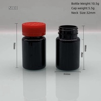 En vrac prêt à expédier 60ml en plastique noir PET pot vide pilule conteneur capsule bouteille avec bouchon blanc résistant aux enfants