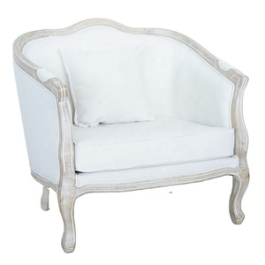 Sillón tapizado de lino antiguo francés Silla de sofá de madera <span class=keywords><strong>Luis</strong></span> Wedding Love - Product Image 1