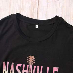 Women's Loose-Fitting Nashville T-Shirt Vintage Leopard Guitar Rock Band Country Pattern Jersey Casual XL Shirts for Summer - Product Image 3