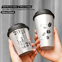 Gobelets en plastique polypropylène (PP) avec étiquetage en moule (IML) argenté métallisé de 360/500/700 ml, adaptés au café