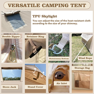 Inflatable Camping <strong>Tent</strong> 4/<strong>5Person</strong> Large Double Layer Oxford Stove Jack Quick Setup Two Doors Pump Waterproof Living Room - Product Image 6