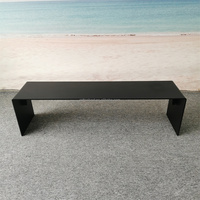 Banc d'extérieur avec base en métal et plateau en béton, stable, banc rectangulaire en béton avec patins réglables