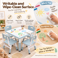 Ensemble table et chaise pour enfants réglables en hauteur avec plateau effaçable pour l'écriture, idéal pour les garderies et les écoles maternelles