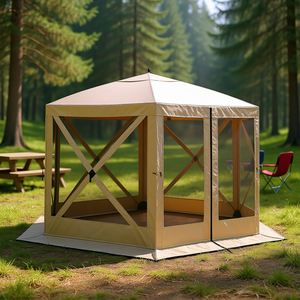 Carpa hexagonal desplegable DB de 12 pies x 12 pies con paredes de malla, casa de campaña portátil con mosquitera para uso en exteriores y camping de verano. - Product Image 2
