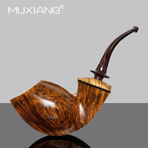 MUXIANG Handmade Wooden Tobacco Pipe Free Type Solid Wood Men's Smoking Accessory - Product Image 1