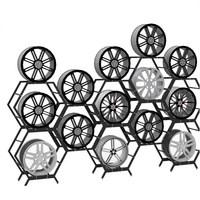 Présentoir portable pour roues métalliques thermolaquées, support de rangement pour jantes avec supports de moyeu personnalisés pour salons automobiles et vente au détail