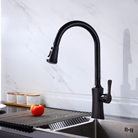 Robinet de cuisine moderne monocommande en céramique à poser sur comptoir, rotatif à 360 degrés, avec douchette extractible, monotrou, eau chaude et froide