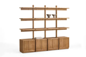 Solid Wood Living Room Vintage Decorative Storage Shelving <strong>Unit</strong> and Bookcase, Featuring a Reclaimed <strong>Pine</strong> Veneer Finish - Product Image 2