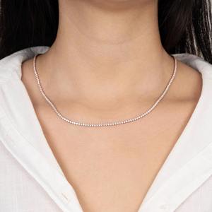 925 <b>Silver</b> Moissanite Round Cut Diamond <b>Tennis</b> <b>Necklace</b> Sterling <b>Silver</b> 16 Inch Anniversary Gift for Her - Product Image 5