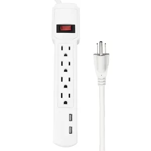 Newly Design Universal 4 Outlet With 2USB Port Surge Protector Power Strip Reset Switch Factory Price